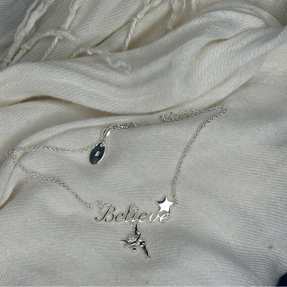 Disney Tinkerbell “Believe” Pendant – Sterling Silver Necklace with Chain - Picture 13 of 16